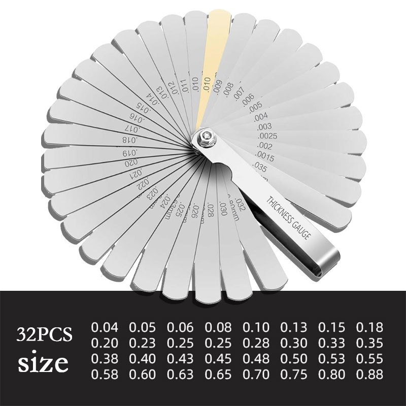 ★0.04mm-0.88mm★ 32 Blades Feeler Gauge Thickness/Kit Pengukur Ketebalan