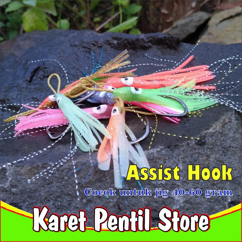 1 buah Assist Hook Cantik 6 cm untuk Jig 40-60 gram