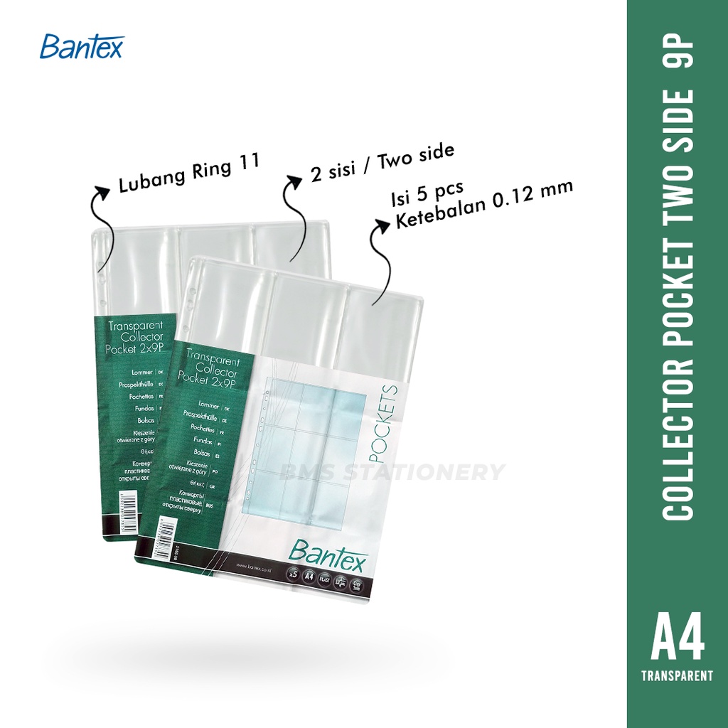 

[BMS Bekasi] Bantex Collector Pocket Two Side A4 9P / Pocket Sleeve Photocard Transparent - 2156 08