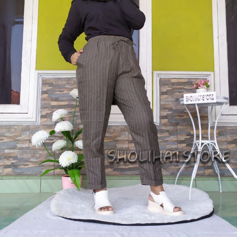 BAGGY PANTS SALUR SIZE M L XL XXL / CELANA BAGGY PANTS WANITA SALUR/ CELANA LINEN WANITA JUMBO MOTIF SALUR / CELANA LUNA SALUR JUMBO / ZARA PANTS / CELANA PANJANG WANITA TERBARU BAHAN SEMI WOLL PREMIUM SIZE M-L-XL SAMPAI JUMBO XXL / LINEN PANTS HIGH WAIST