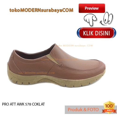 PRO ATT AWK 578 COKLAT sepatu pria slip on karet