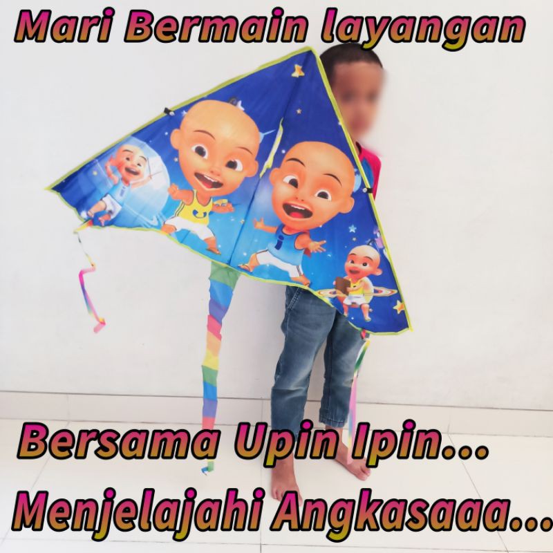 Layangan Parasut Portable Upin Upin Menjelajahi Angkasa (Layangan Hias Pantai)