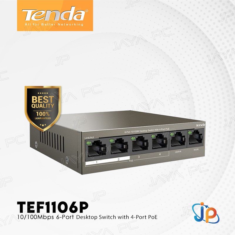 Tenda TEF1106P 6 Port Desktop Ethernet Internet Network Switch 4 PoE