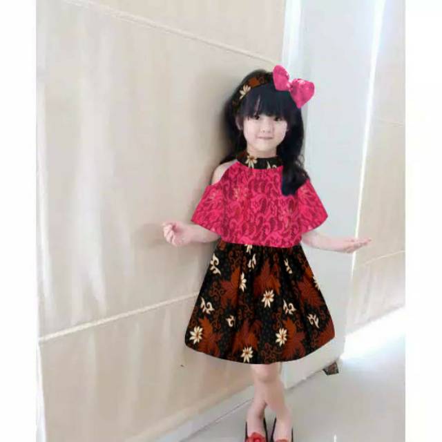 Dress febiola kid batik matt brukat  komb katun batik