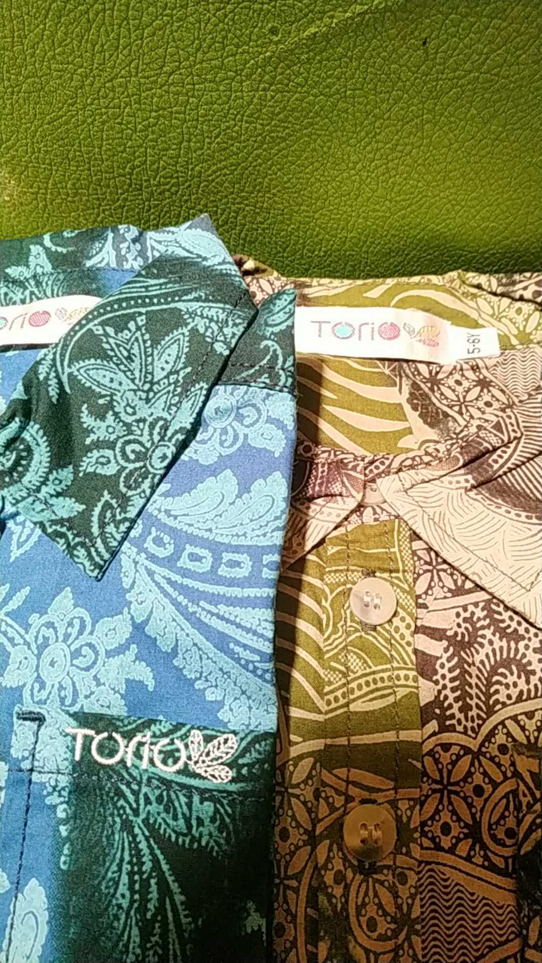 Torio Indonesian Smart Casual Green Batik - Kemeja Batik Anak Laki-laki