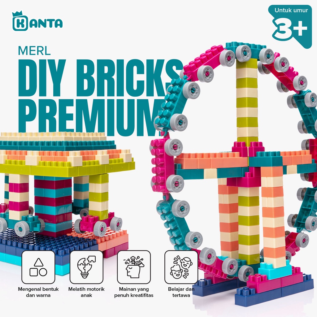 MERL DIY BRICKS PREMIUM : 498 pcs - VILLA EDITION / Mainan Edukasi / Bongkar Pasang / Balok / Mirip 