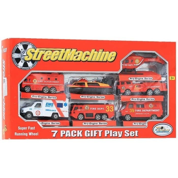 DIECAST MINIATUR DCS808 MAINAN MOBIL PEMADAM KEBAKARAN FIRE TRUCK STREET MACHINE 7 PCS