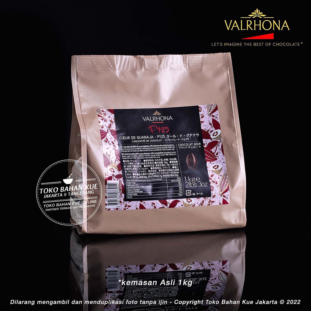 

Valrhona - P125 80% 1kg Dark Chocolate Couverture Coeur de Guanaja Cokelat Keping Pahit Coklat Baking