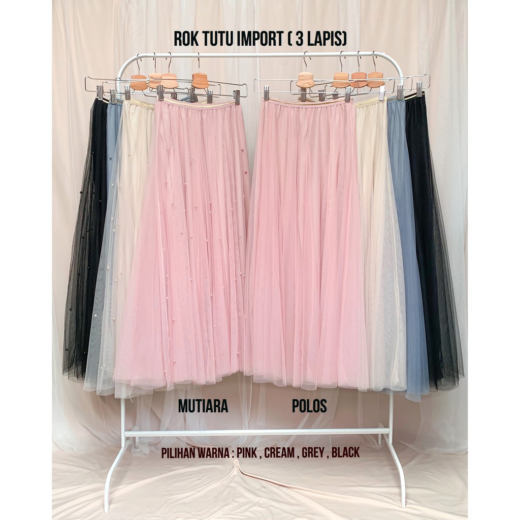 Rok Tutu Import Pearl Mutiara dan Polos Premium 3 Lapis 