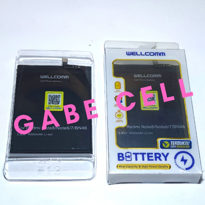 BATERAI BATRE WELLCOMM BN46 REDMI 7/NOTE 8/NOTE 6