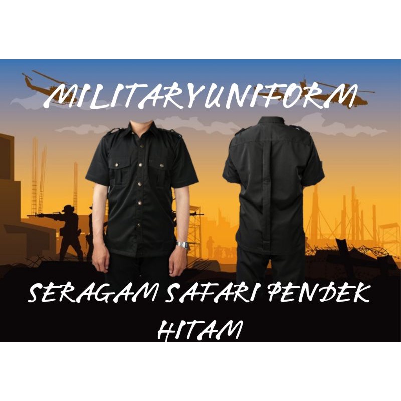 stelan safari pendek hitam baju