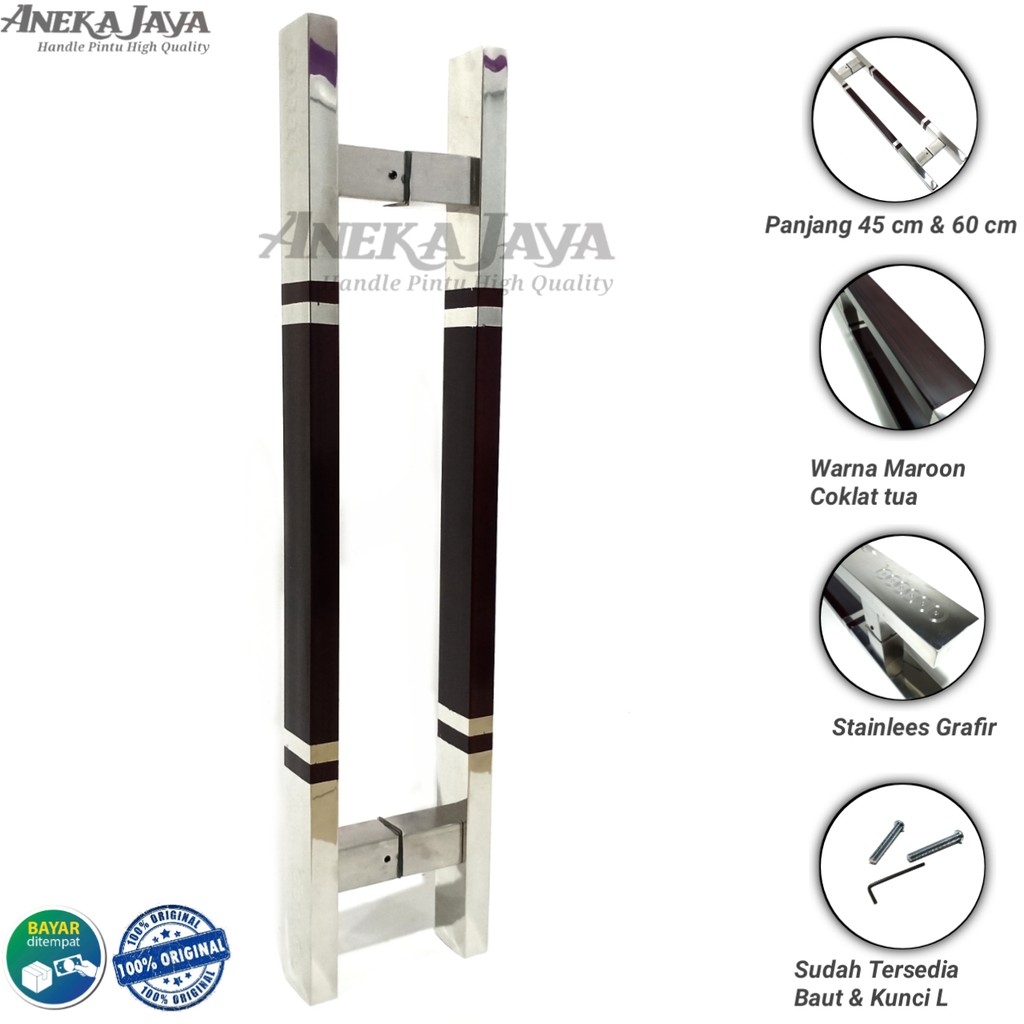 Handle Pintu rumah 45 cm &amp; 60 cm baut tembus / Tarikan Pintu rumah / Pegangan Pintu rumah minimalis