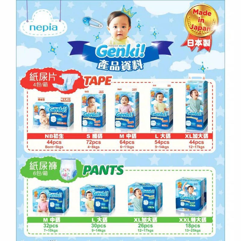 Nepia Genki Diapers Pants - Diapers Popok Celana Sekali Pakai