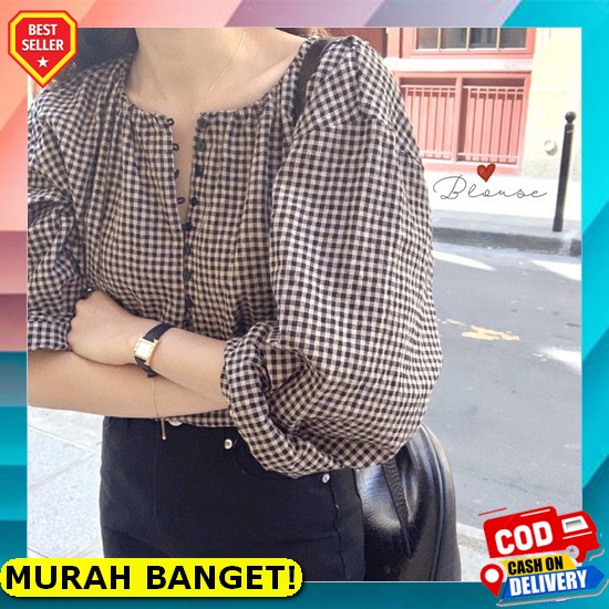 Baju Atasan Jumbo Wanita Dewasa Terbaru Blouse Cewek Remaja Kekin Ej258 Riana Ruffle Blouse | Riana 
