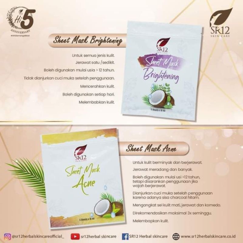 Sheet Mask SR12 - sheetmask brightening sr12 - sheetmask acne sr12 - Acne dan Brightening