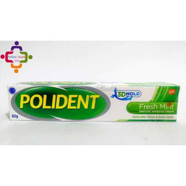 Original Polident 60 gr Fresh Mint / Perekat Gigi Tiruan / Lem Gigi