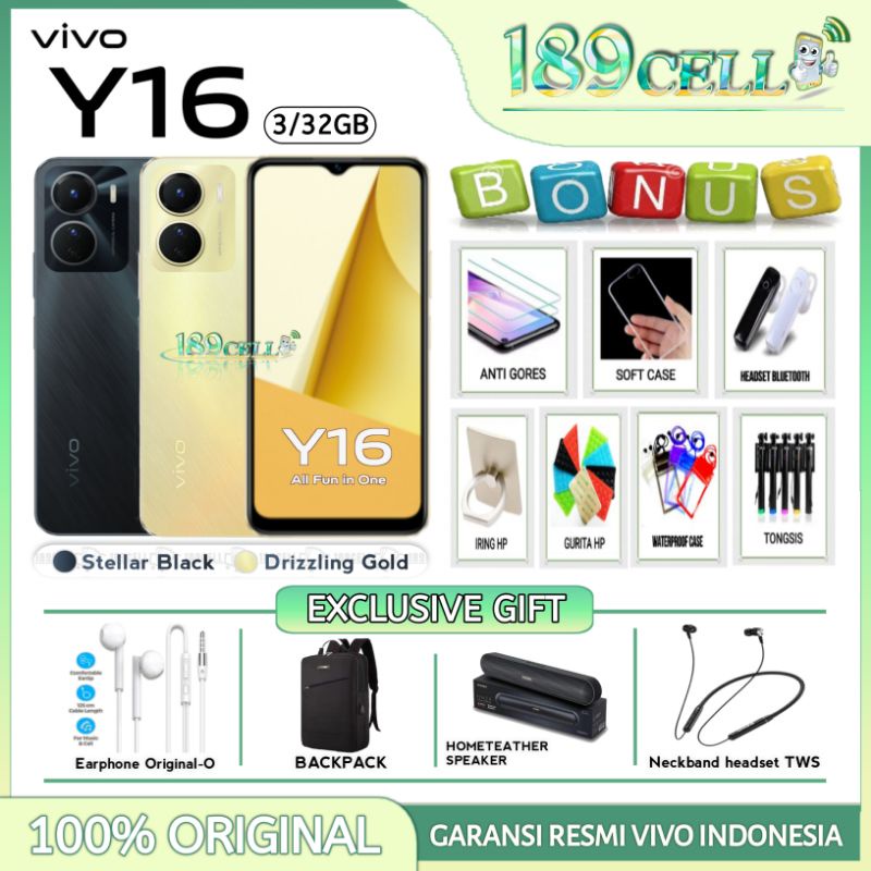 VIVO Y16 3/32 - Y16 3/64 - Y16 4/32 - Y16 4/64 - Y16 4/128 | Y15s RAM 3/32 &amp; 3/64 | Y01 2/32 | Y1s 2/32 GARANSI RESMI VIVO INDONESIA