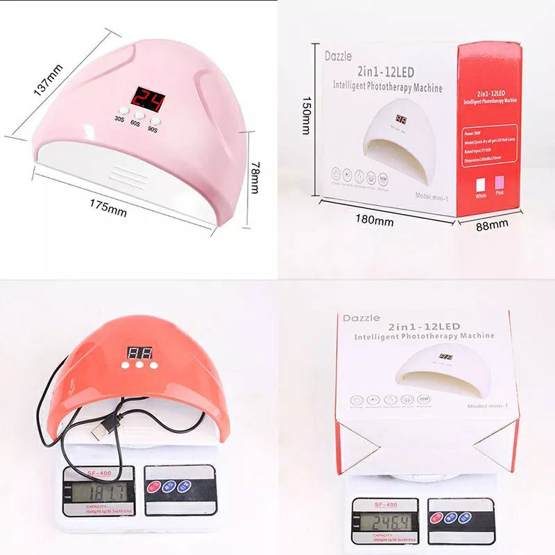 Alat Pengering Kutek Kuku Gel Nail Art LED Mini Smarth Portable Nail Dryer Gel