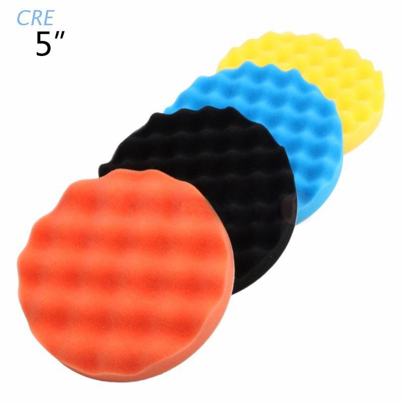 CRE  4Pcs 5 inch (125mm) Buffing Polishing Sponge Pad Kit For Car Polisher Buffer New