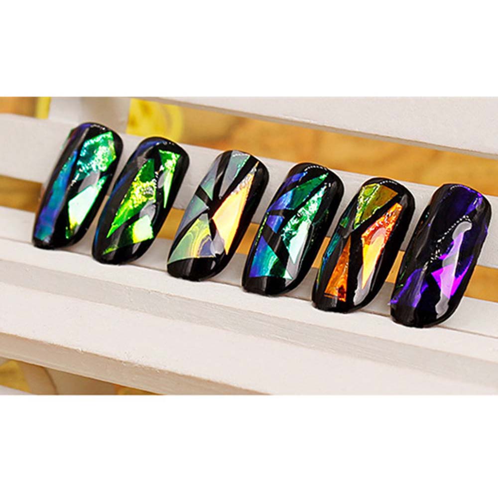 Needway  Stiker Kuku Motif Aurora 5 Warna Untuk Dekorasi Nail Art / Manicure Diy