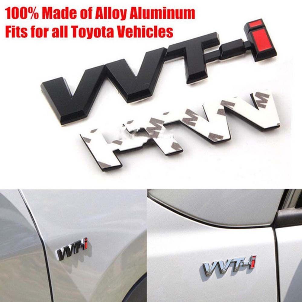 Lanfy 3D Stiker Logam Hitam Merah Paduan Seng Sisi Emblem Lencana VVT-i Surat Mobil Styling Decal