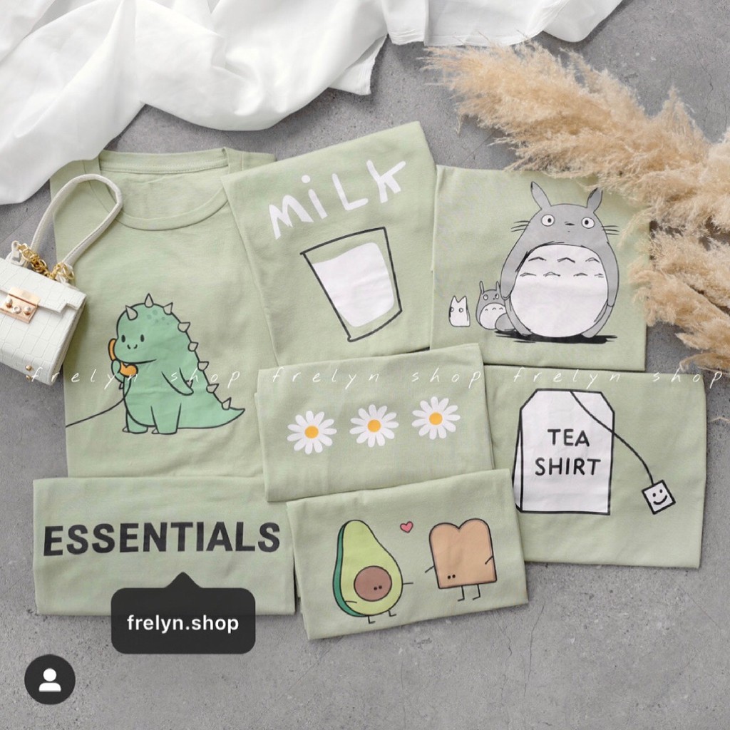 KAOS SAGE GREEN OVERSIZE | BAJU TSHIRT TUMBLR TEE MATCHA AVOCADO DINO TOTORO MINT HIJAU KATUN