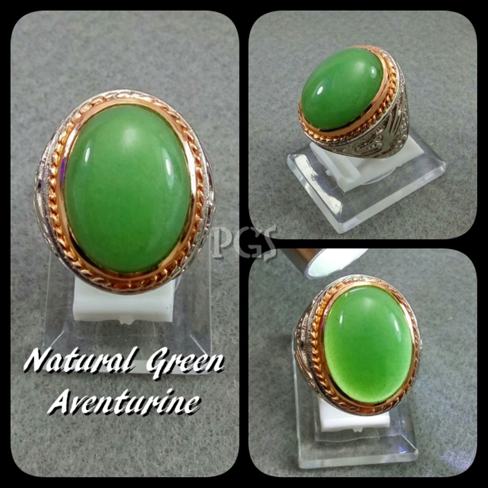 CINCIN NATURAL GREEN ADVENTURINE HQ HIJAU MENGGODA