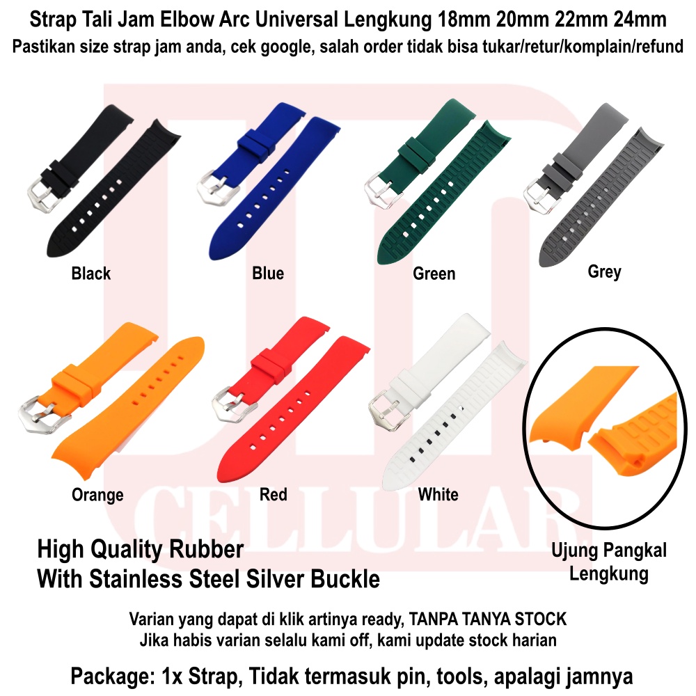 SSN Tali Jam Tangan Strap Model Elbow Arc Lengkung 18mm 20mm 22mm 24mm Universal Umum