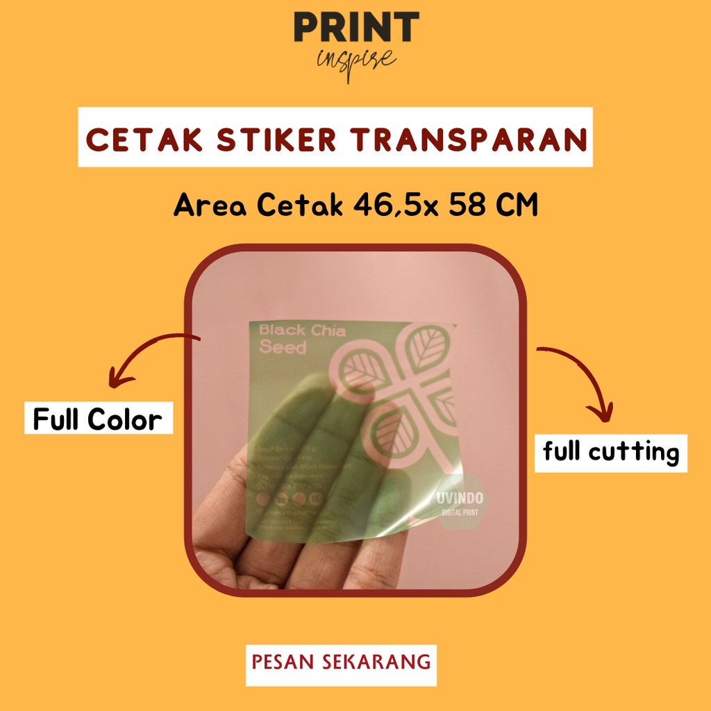 

Stiker Transparan Full Cut A2/ Label Transparan Custom A2