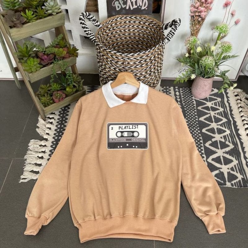 GSC - PLAYLIST SWEATER OVERSIZE WANITA KERAH