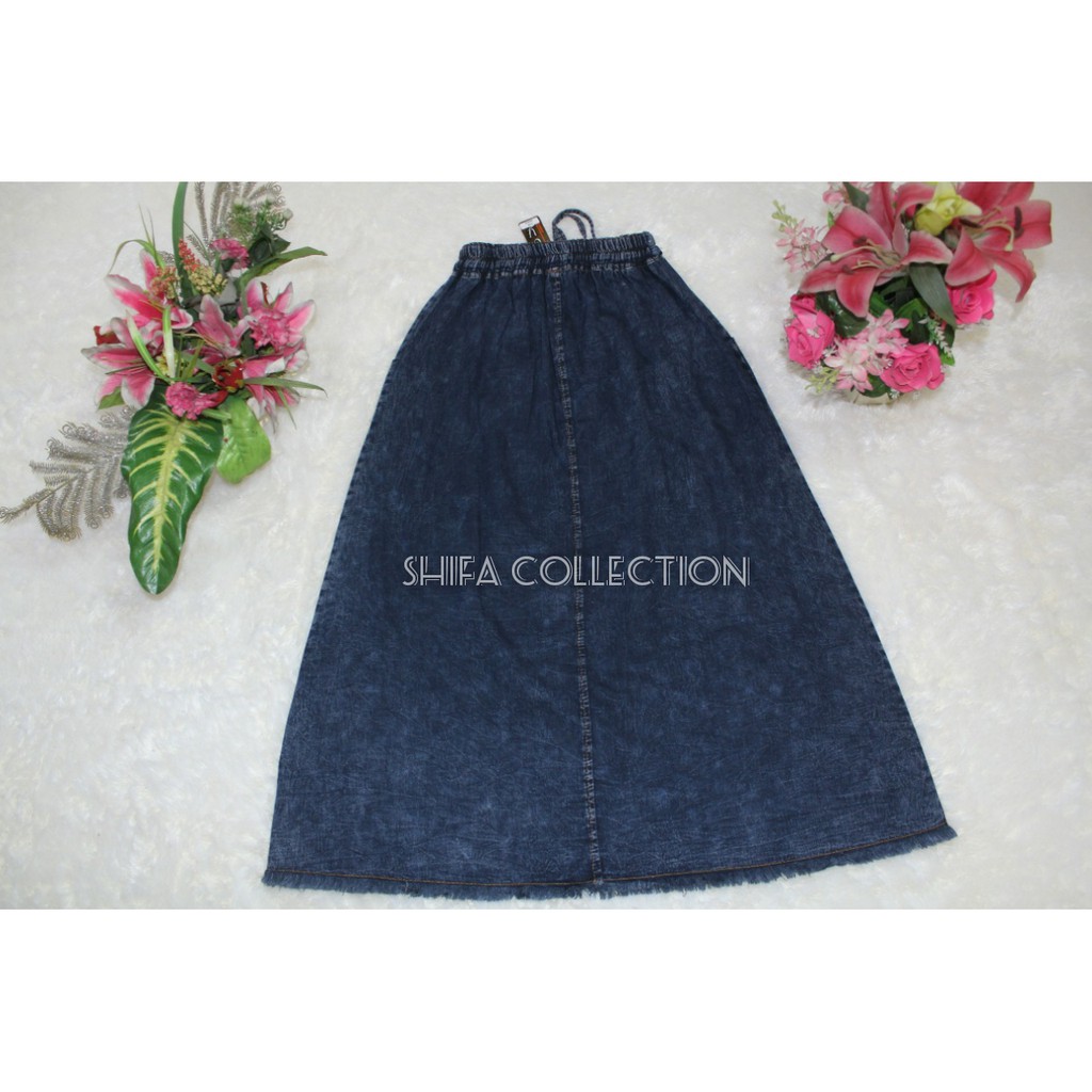 Rok Jeans / Rok Panjang / Rok Dewasa / Rok A Rawis Bahan Jeans Ukuran All Size (BB ± 40-60 kg)