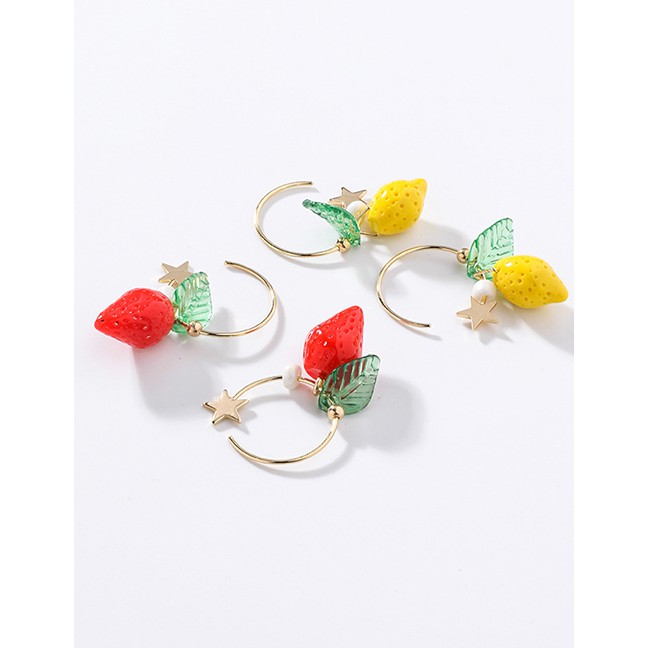 LRC Anting Tusuk Fashion Star Lemon Strawberry Earrings F7677X