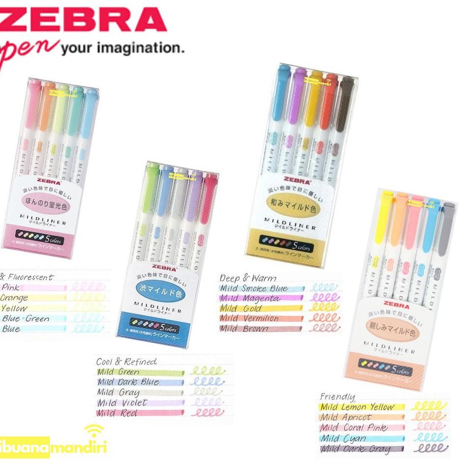 

7JY Highlighter Zebra / Zebra Mildliner Set 5 Warna ➱➧ ☊ Grosir