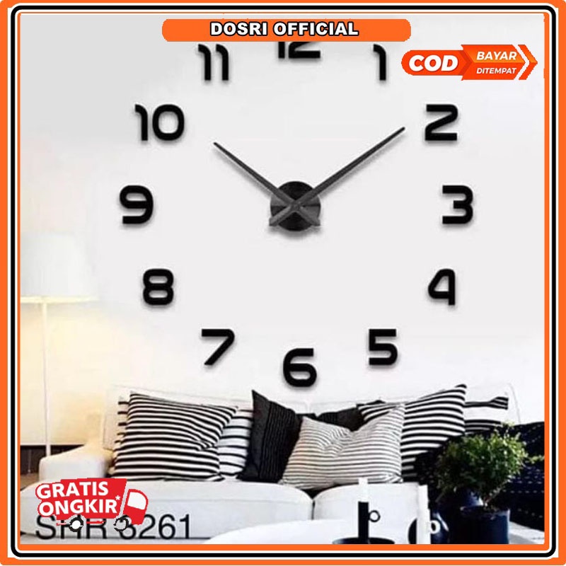 [BISA COD] Jam Tempel jumbo Angka Besar Raksasa 3D giant Wall Huruf Angka Diameter 80-130CM