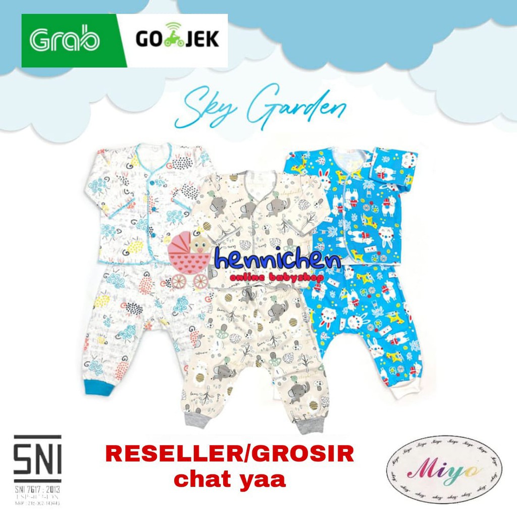 SETELAN PANJANG MIYO NEW BORN PRINT GEORGE MONKEY / SQUIRREL ( 0-3 M ) / 3-6 M SNI