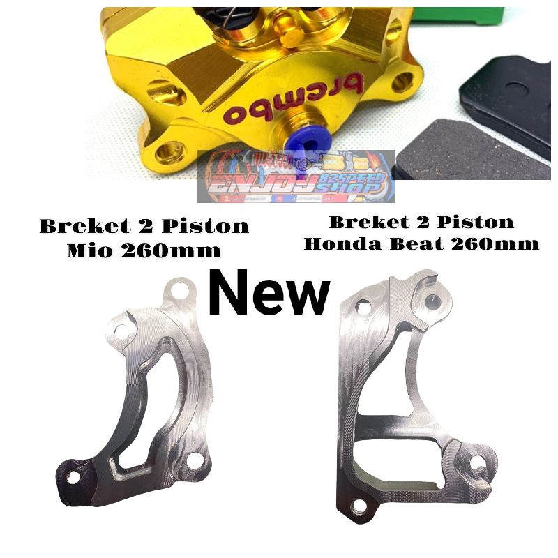 Breket Bracket Kaliper 2p brembo / ktc 2 piston Disc 260 mm Mio new beat scopy Vario 125 150 old