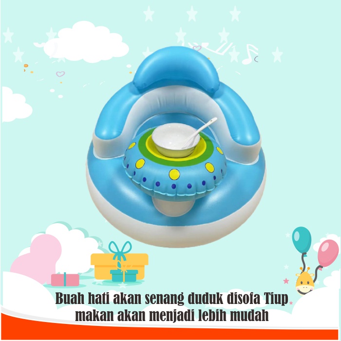 Sofa kursi tempat duduk bayi Mobil belajar duduk model pompa tiup Seat baby chair kursi makan bayi BIRU