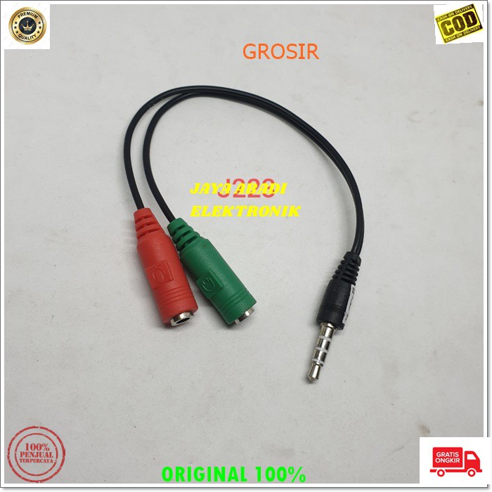 J223 KABEL AUDIO SPLITTER KONEKTOR CONVERTER SPLITER AUX MIC 3.5MM AUDIO HP JEK JACK MICROPHONE MULTI CABLE J223  kabel audio spliter 2 in 1 konektor converter splitter aux mic mik 3.5 mm conektor audio acc handphone hp jek jack 2in1 microphone laptop kom