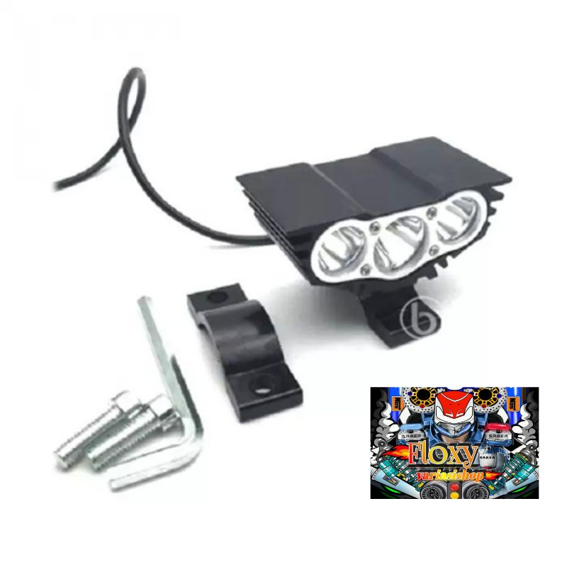 Lampu Tembak Led Lampu Sorot Led Owl Ultrafire 2 Mata &amp; 3 Mata Universal Semua Motor/WHITE AND YELLOW