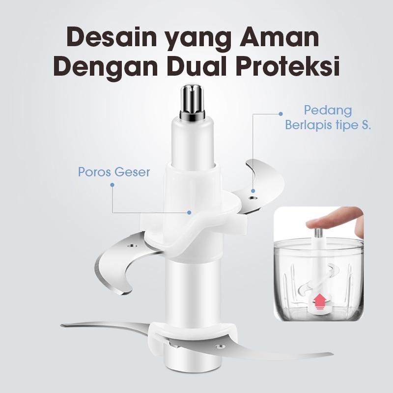 Samono 400W Food Chopper Blender Stainless Steel 2 Liter Food Processor Penggiling Daging Sayur 2 Speed SW-TC400W