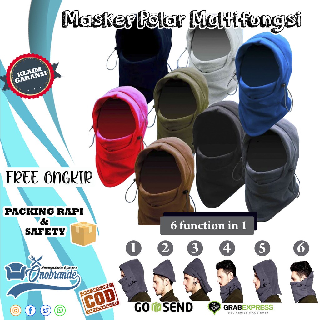 Kupluk Masker Balaclava Multifungsi Ninja Kupluk Polar 6 in 1 Full TOPI JEPANG TOPI MASKER TOPI MANCING TOPI PROYEK TOPI KEBUN TOPI PETANI TOPI JEPANG MURAH-Balaclava marun
