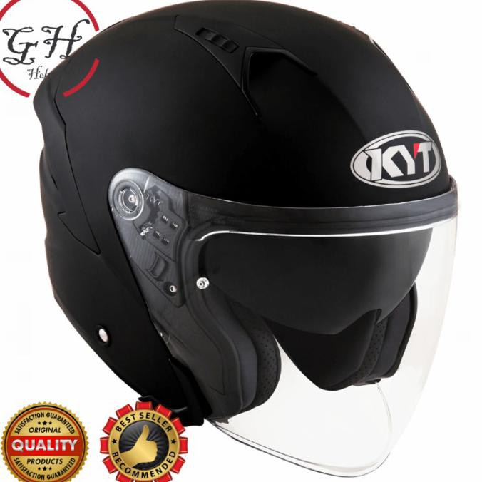 Jual Helm Kyt Nfj Half Face / Kyt Nfj Solid Black Doff Putih, L