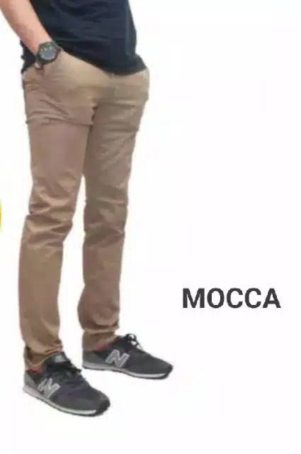 Celana Pria Chino Pants Kantor Polos Big Size Bigsize Stretch Hitam Putih Cell