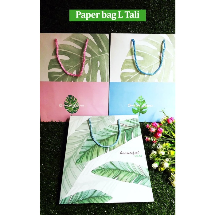 

Terlaris Paper Bag Tali Motif / Tas Kertas Kado / Tas Ulang tahun - L LEAVES