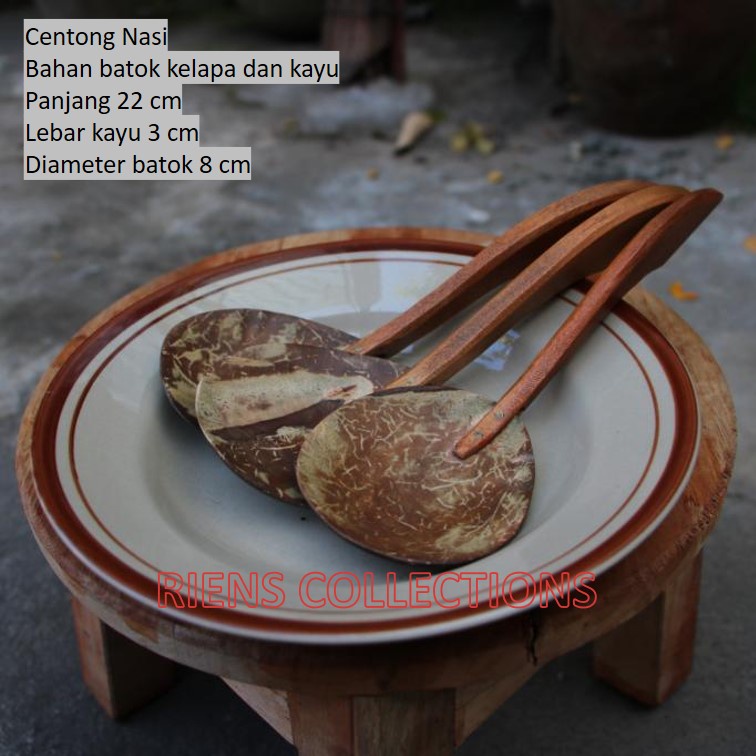 CENTONG NASI BATOK KELAPA. CENTONG NASI KAYU. ALAT MAKAN SENDOK KAYU. RIENS COLLECTIONS