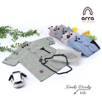 Baju Koko Kurta Pria Dewasa Lengan Pendek Original Premium Warna Hijau Atsan Pakaian Muslim Pria Kemeja Kokoh Cowok Lengan Pendek Series Dzaky Brand ARRA Terbaru Baju Takwa Pria Laki Laki Murah