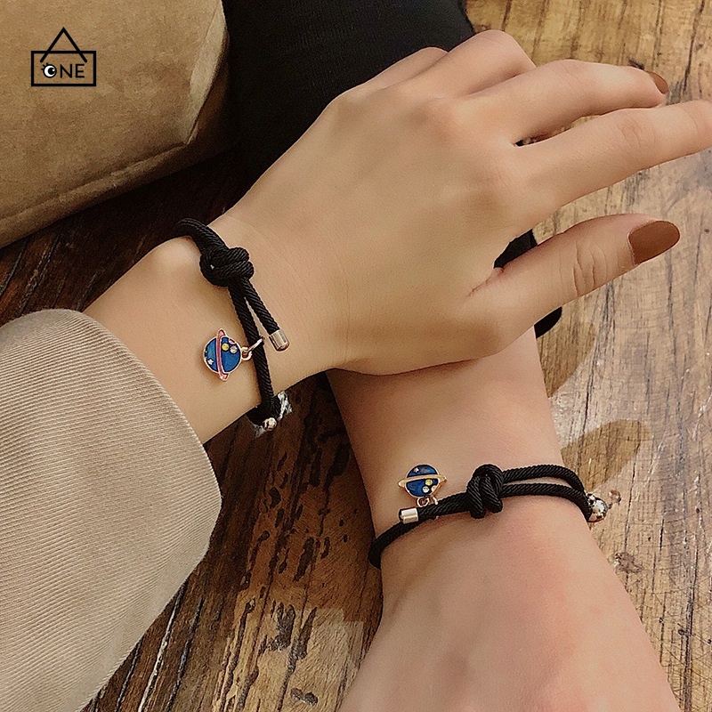 COD 2 Pcs Gelang Couple Magnet Blue Planet Gelang Pasangan Braided Couple Hand Rope Gift Jewelr