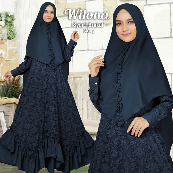 GAMIS PESTA SYARI BRUKAT WILONA - Abu-abu