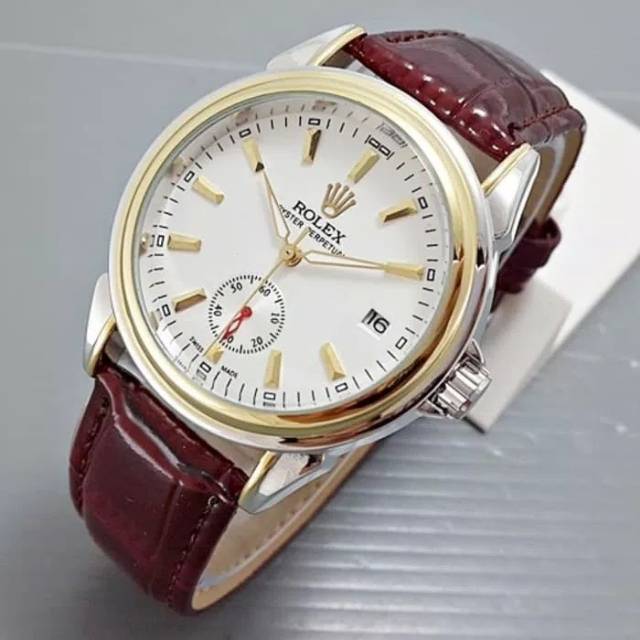 Jam Tangan pria Rolex Kulit otomatis detik premium kombi