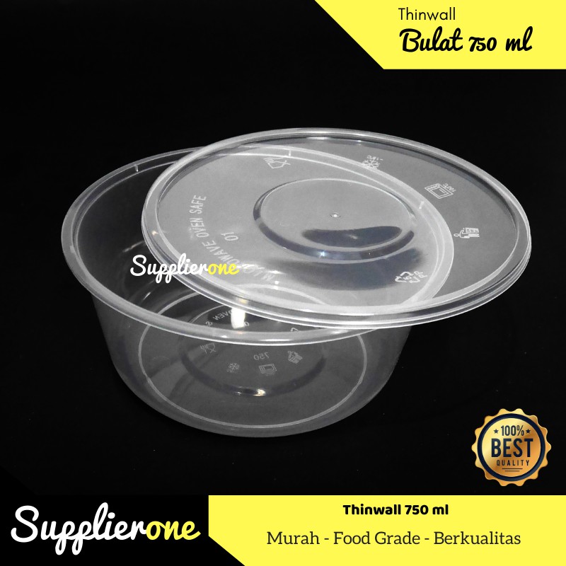 THINWALL BULAT 750 M TEBAL DAN TIDAK MUDAH PECAH, MANGKOK PLASTIK BULAT, WADAH PLASTIK BULAT